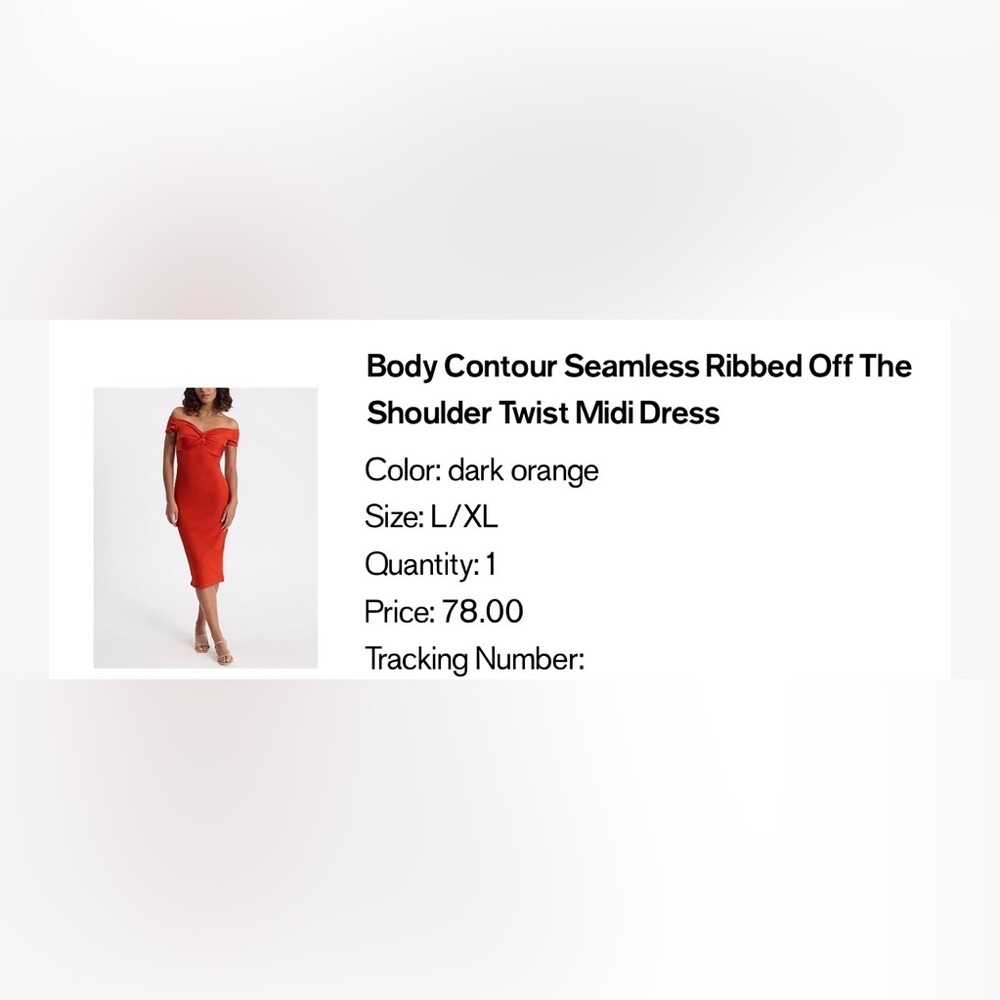 Express Off-Shoulder Orange Midi Dress - Picture 5 of 5